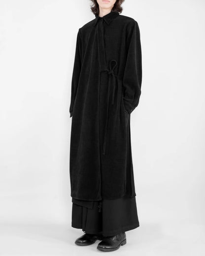 ♠♥VELOURS SHIRT WITH GOWN-STYLE CLOSURE