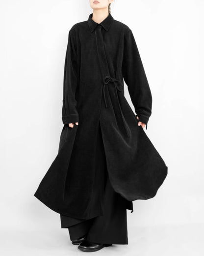 ♠♥VELOURS SHIRT WITH GOWN-STYLE CLOSURE