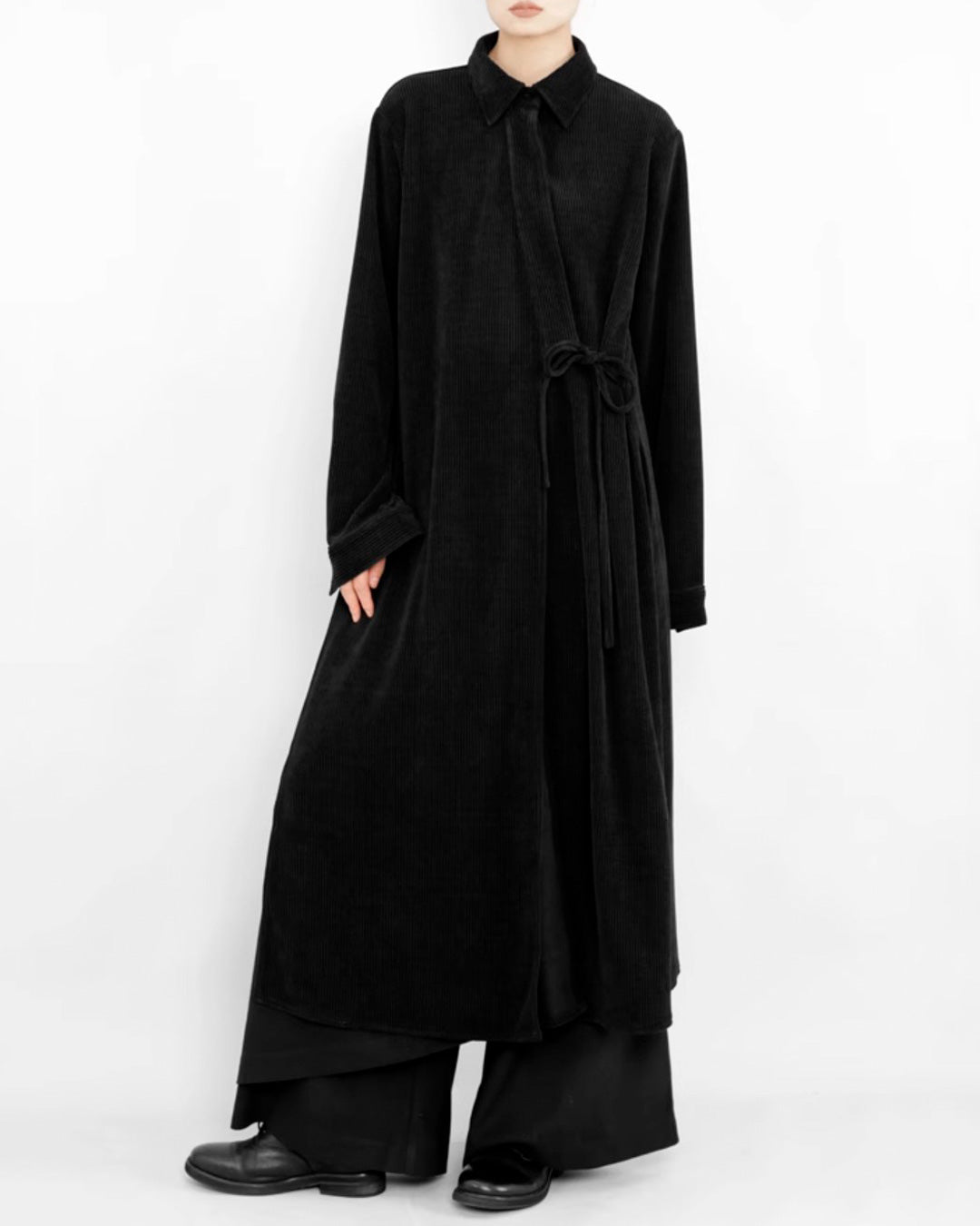 ♠♥VELOURS SHIRT WITH GOWN-STYLE CLOSURE