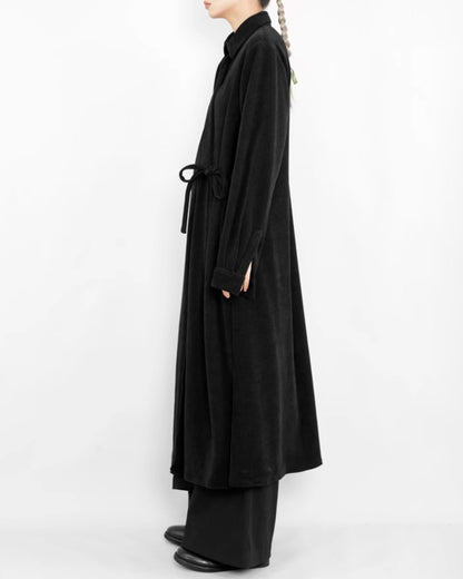 ♠♥VELOURS SHIRT WITH GOWN-STYLE CLOSURE