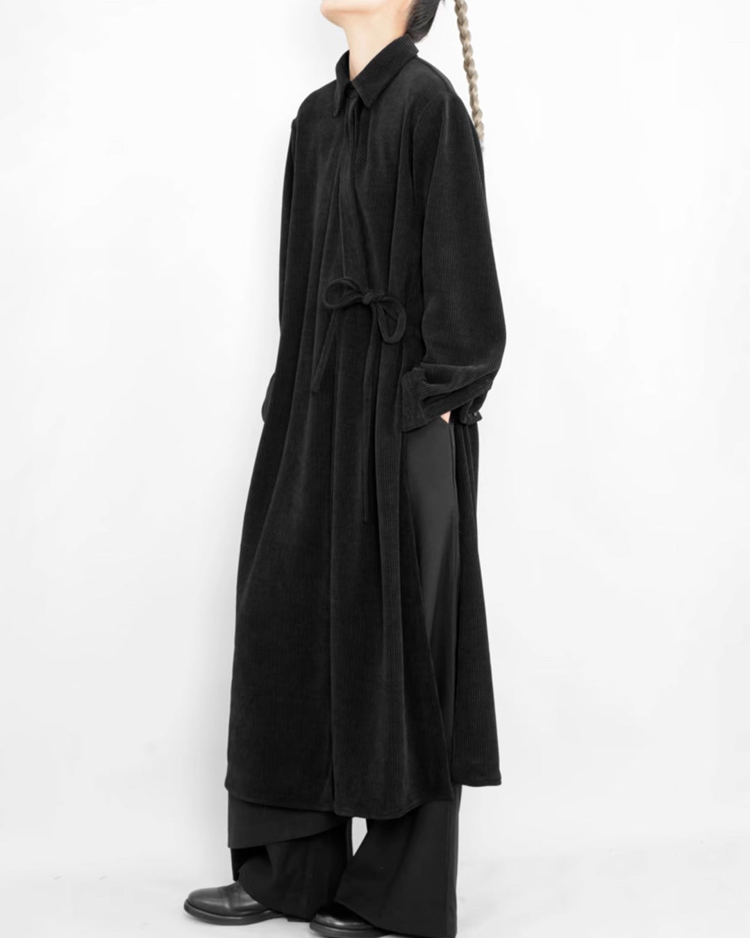 ♠♥VELOURS SHIRT WITH GOWN-STYLE CLOSURE