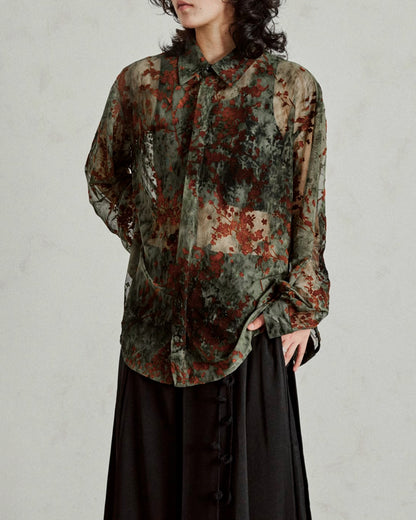 ♠♥EARTH TONE SHEER SHIRT