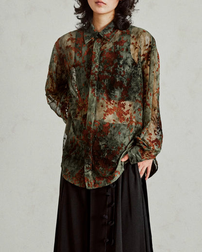 ♠♥EARTH TONE SHEER SHIRT