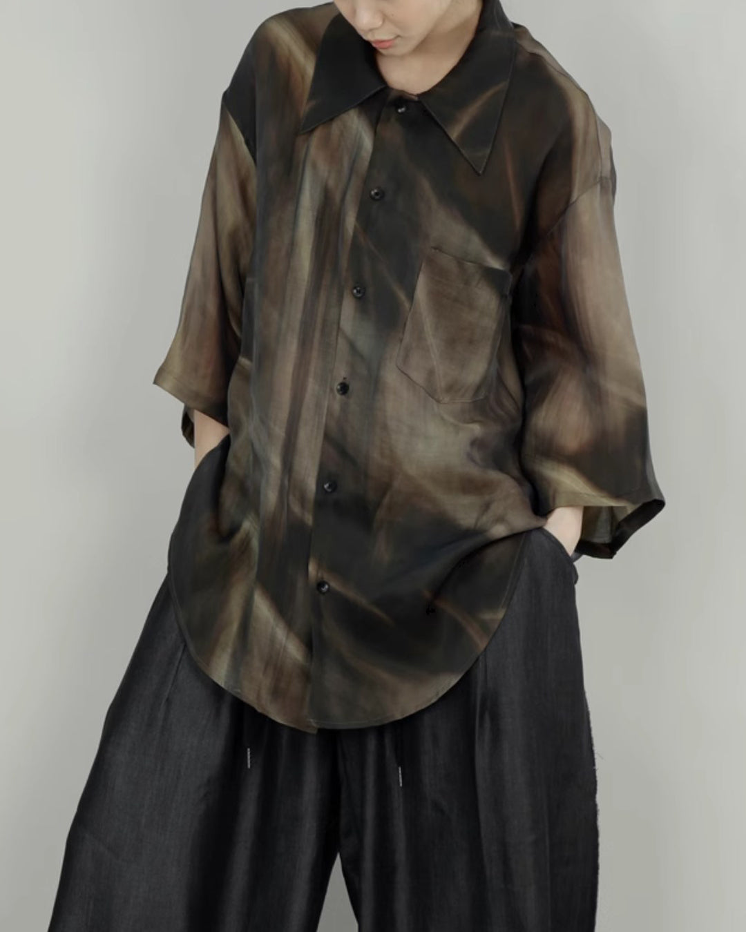 ♠♥SILK-LIKE AIRY GRADATION SHIRT