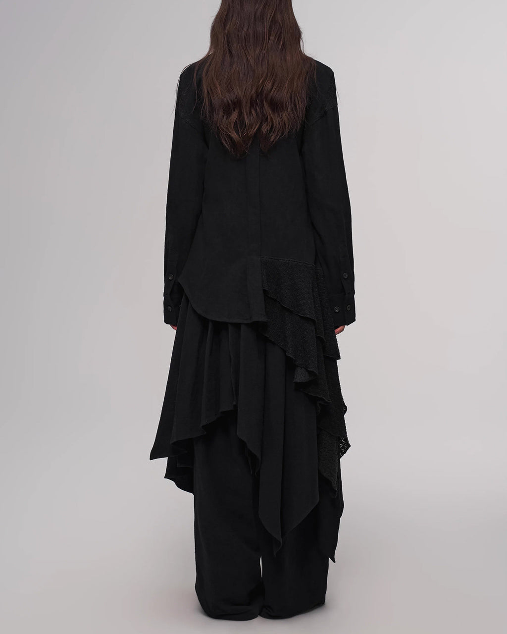 ♠♥ASYMMETRIC RUFFLE LAYERED SHIRT