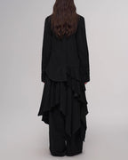 ♠♥ASYMMETRIC RUFFLE LAYERED SHIRT
