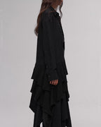 ♠♥ASYMMETRIC RUFFLE LAYERED SHIRT