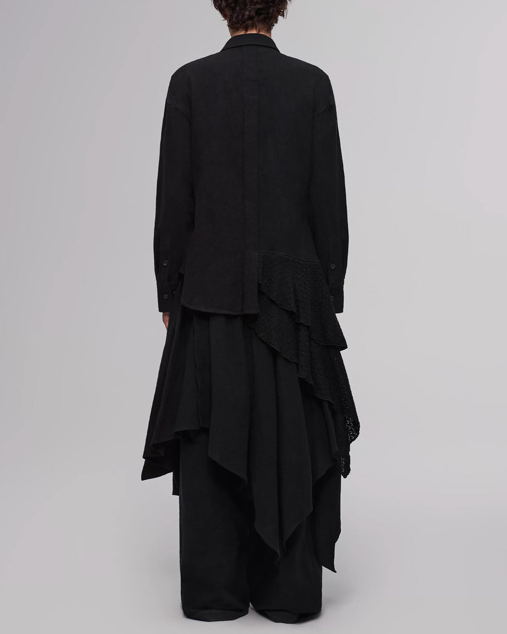 ♠♥ASYMMETRIC RUFFLE LAYERED SHIRT