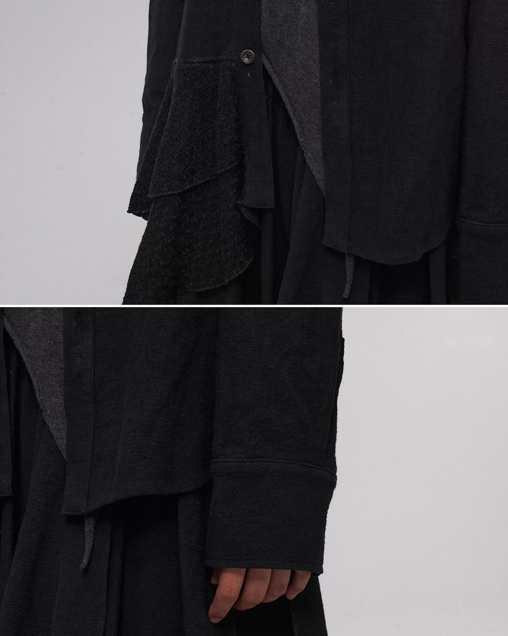 ♠♥ASYMMETRIC RUFFLE LAYERED SHIRT