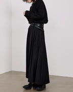 ♠♥DOUBLE BELT PLEATS SKIRT