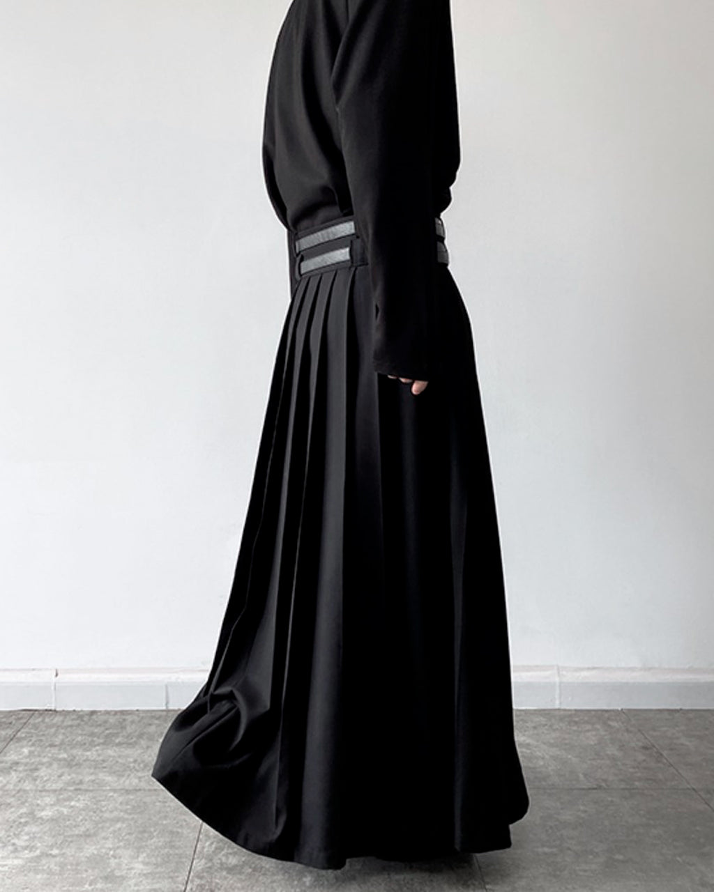 ♠♥DOUBLE BELT PLEATS SKIRT