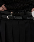 ♠♥DOUBLE BELT PLEATS SKIRT