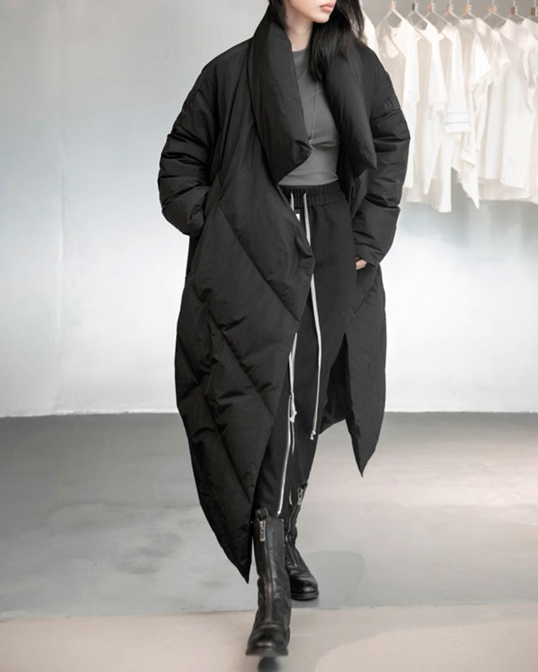 ♥OVERSIZE DOWN COAT – Black Gravity