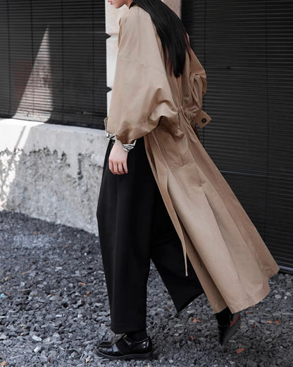 ♥CUFF CONTRAST COLLARLESS COAT