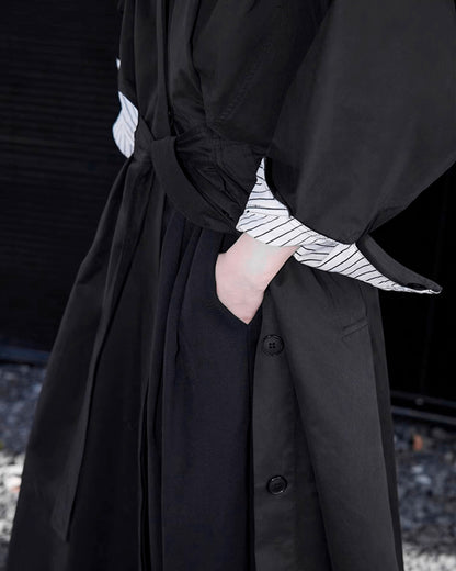 ♥CUFF CONTRAST COLLARLESS COAT