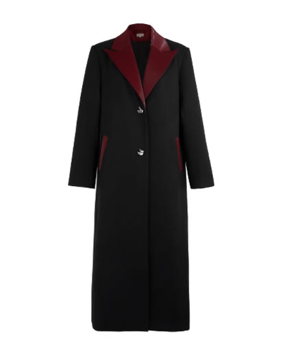 ♥FAUX LEATHER CONTRAST COLOR COAT