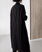 ♥ASYMMETRIC RAW-EDGE CUTAWAY LONG COAT