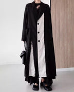 ♥ASYMMETRIC RAW-EDGE CUTAWAY LONG COAT