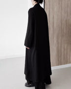 ♥ASYMMETRIC RAW-EDGE CUTAWAY LONG COAT