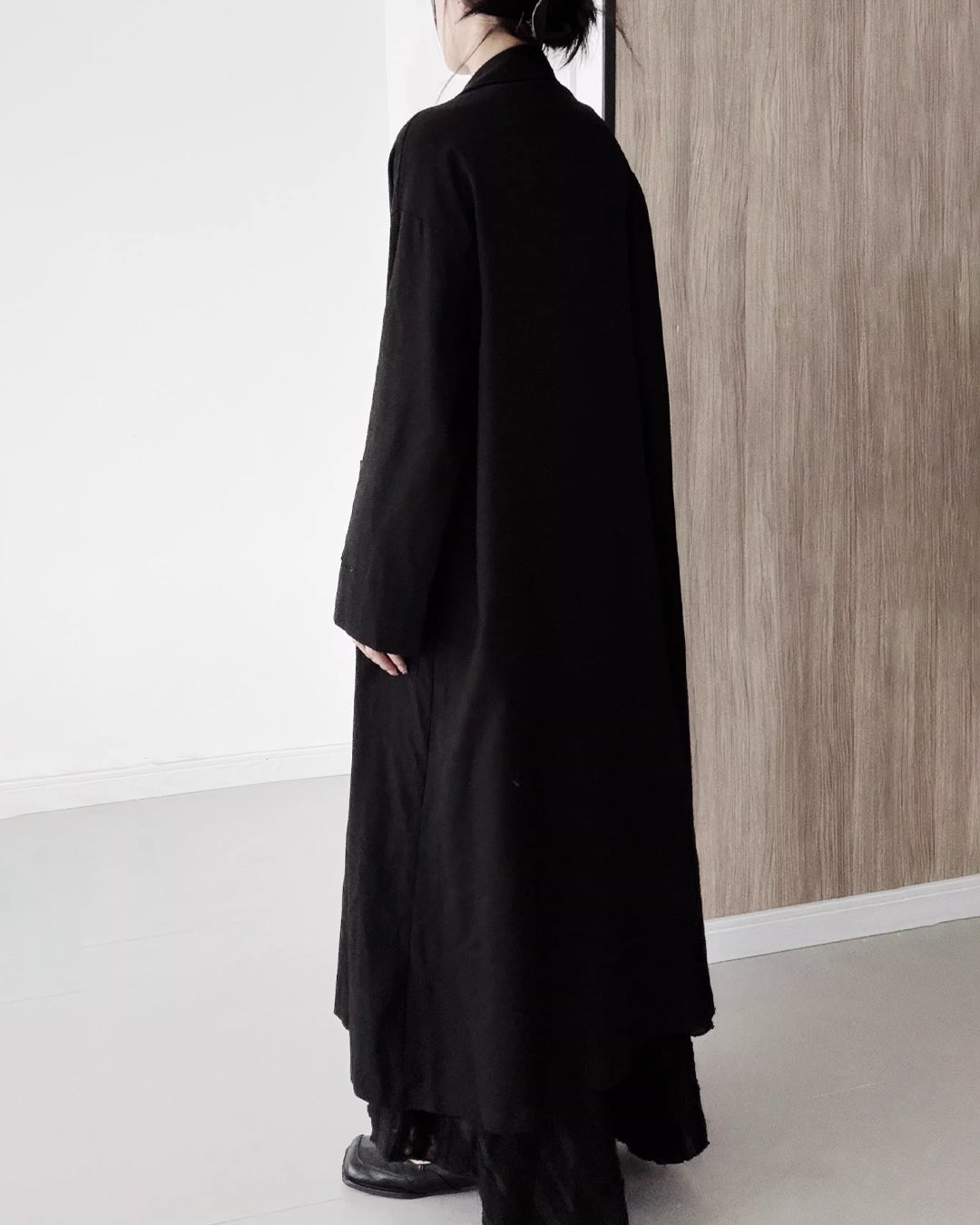 ♥ASYMMETRIC RAW-EDGE CUTAWAY LONG COAT