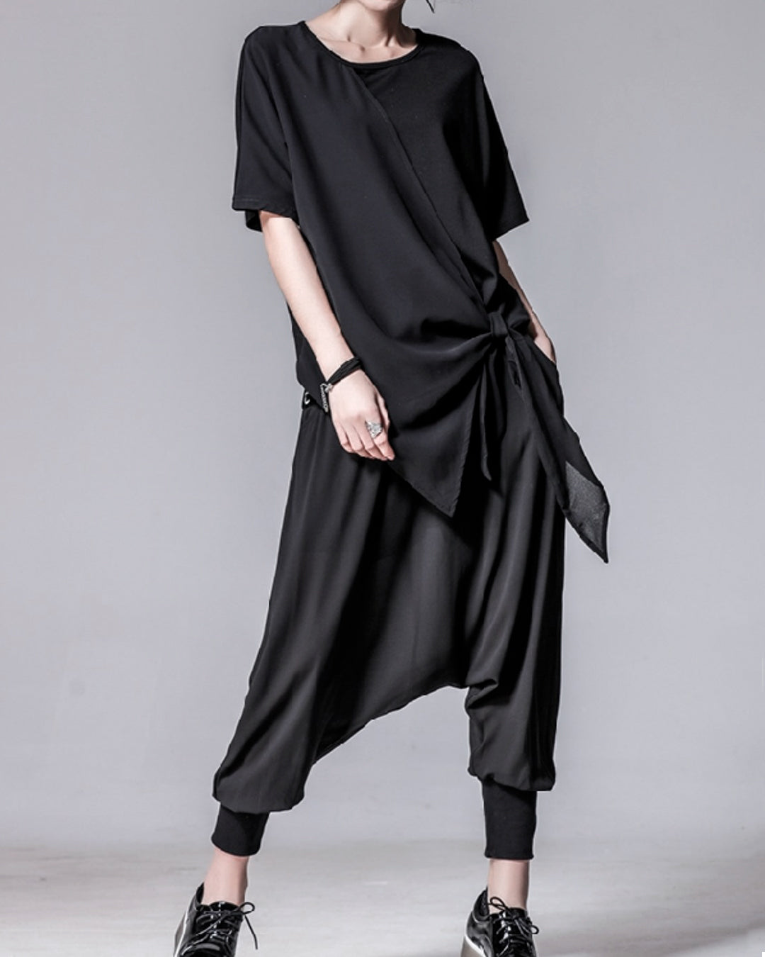 ♥IRREGULAR HEM TIED T-SHIRT