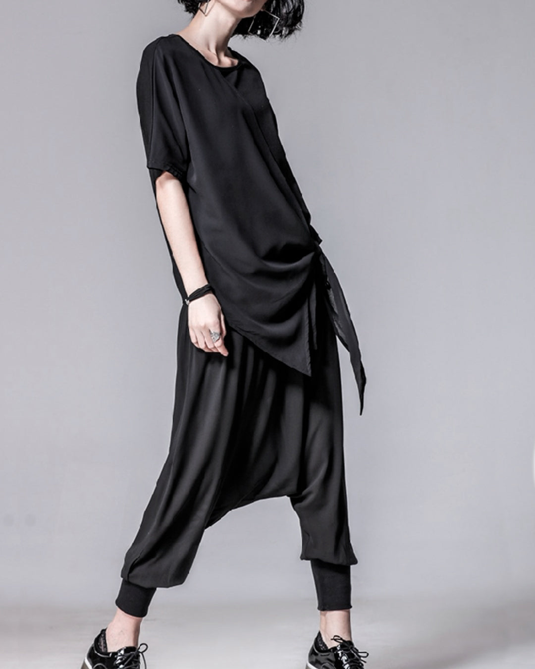 ♥IRREGULAR HEM TIED T-SHIRT