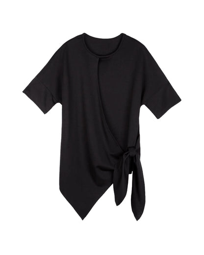 ♥IRREGULAR HEM TIED T-SHIRT