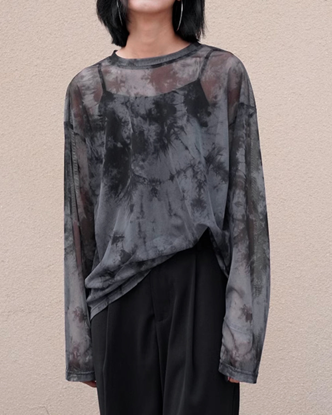 ♥TIE DYE MESH LONG T-SHIRT TWO PIECE SET