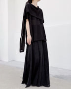 ♥DRAPED SHAWL NECK SHORT SLEEVE TOP