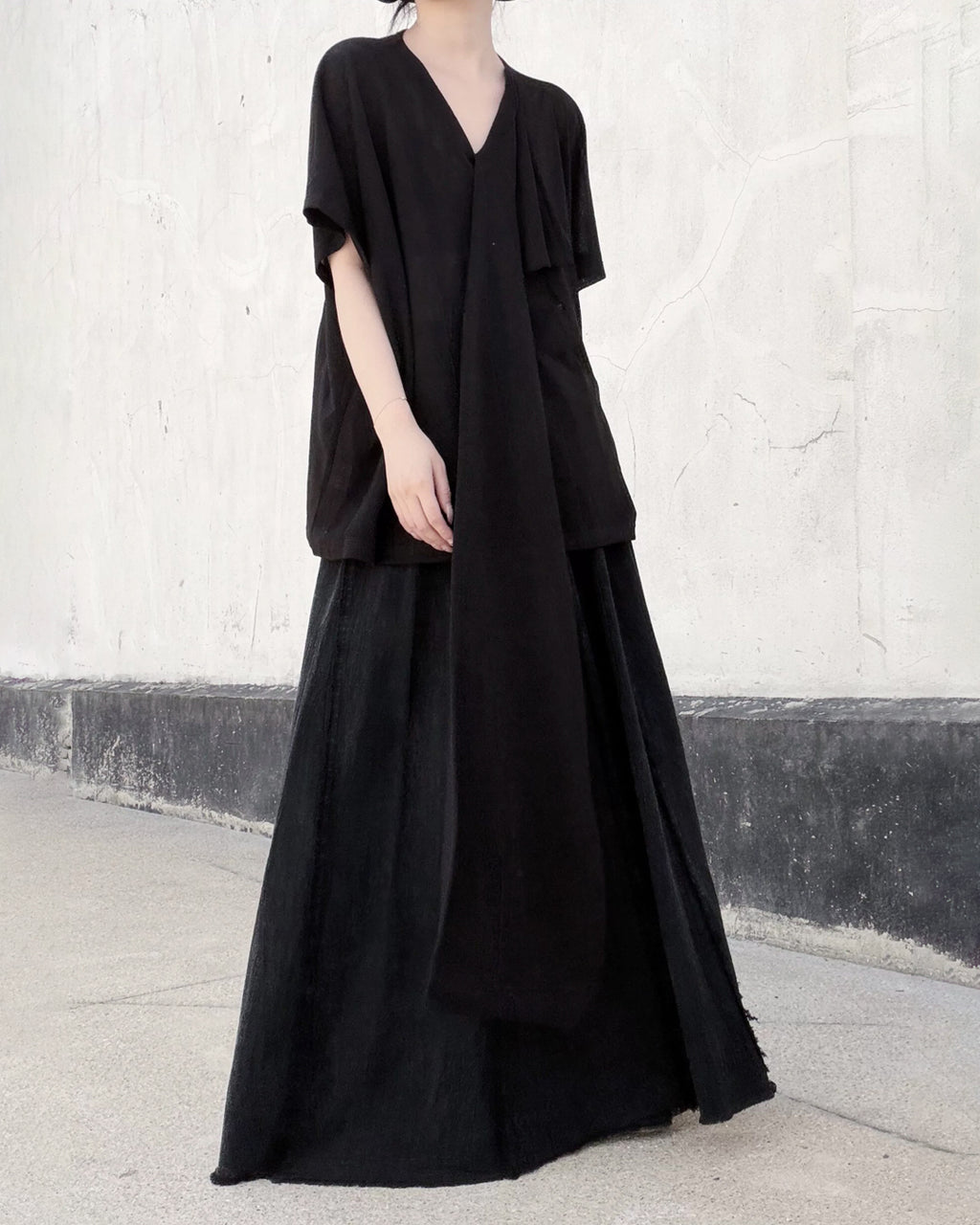 ♥DRAPED SHAWL NECK SHORT SLEEVE TOP