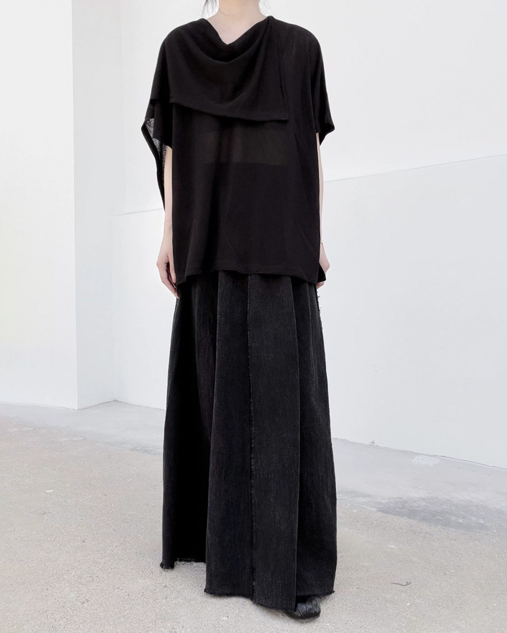 ♥DRAPED SHAWL NECK SHORT SLEEVE TOP