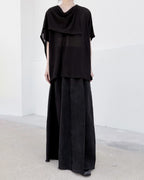 ♥DRAPED SHAWL NECK SHORT SLEEVE TOP