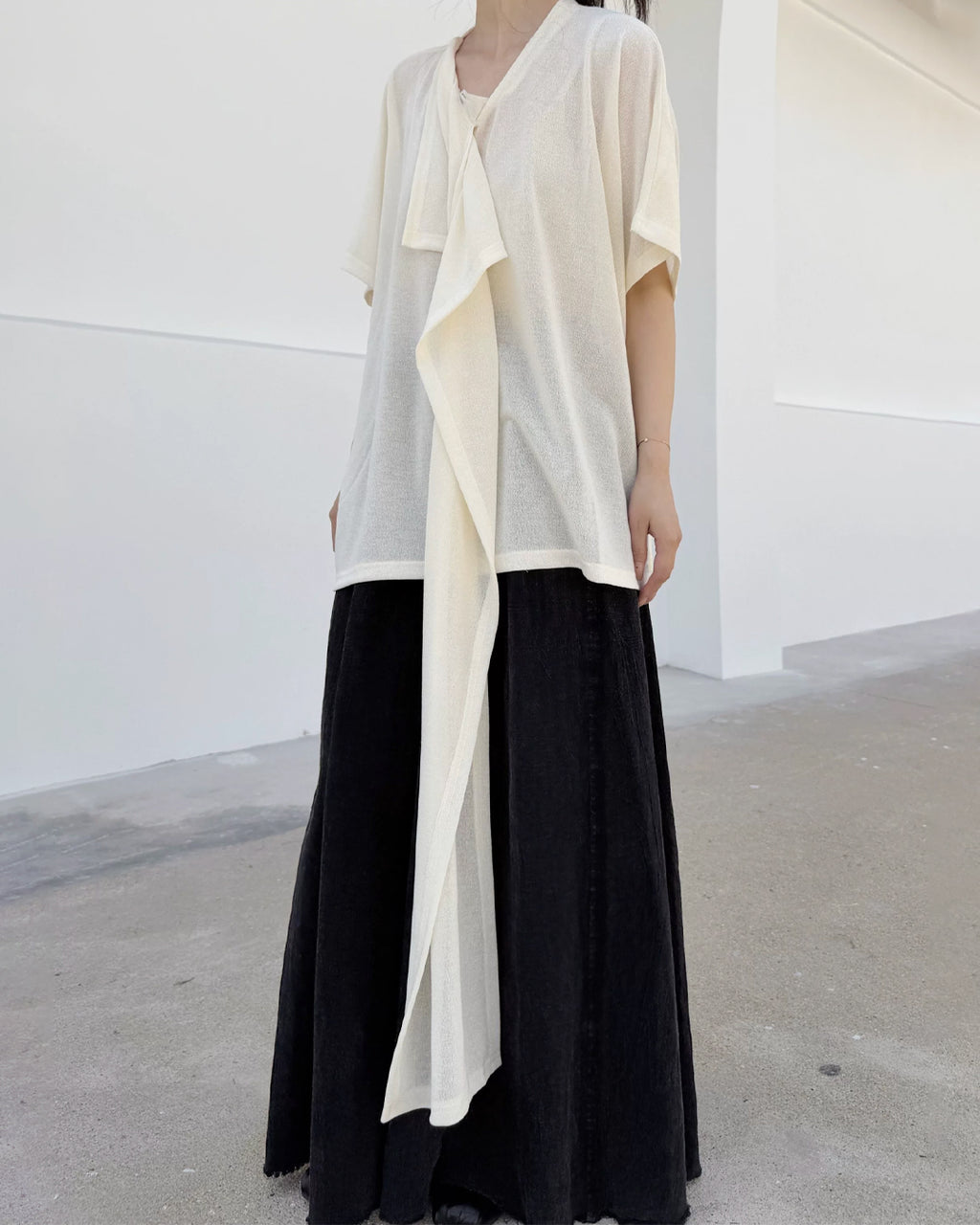 ♥DRAPED SHAWL NECK SHORT SLEEVE TOP