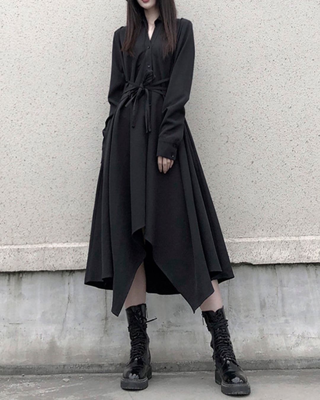 ♥IRREGULAR HEM SHIRT DRESS – Black Gravity