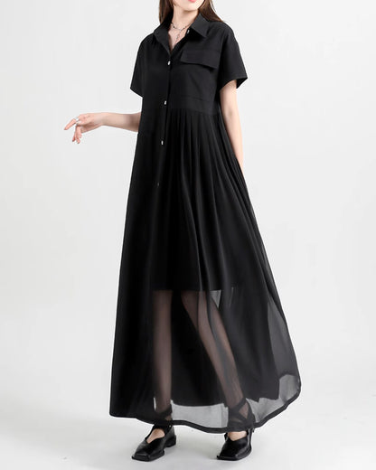 ♥ASYMMETRY SEE THROUGH SHIRT DRESS