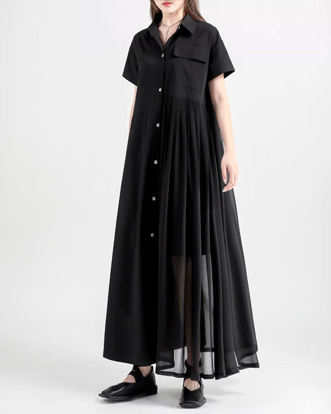 ♥ASYMMETRY SEE THROUGH SHIRT DRESS