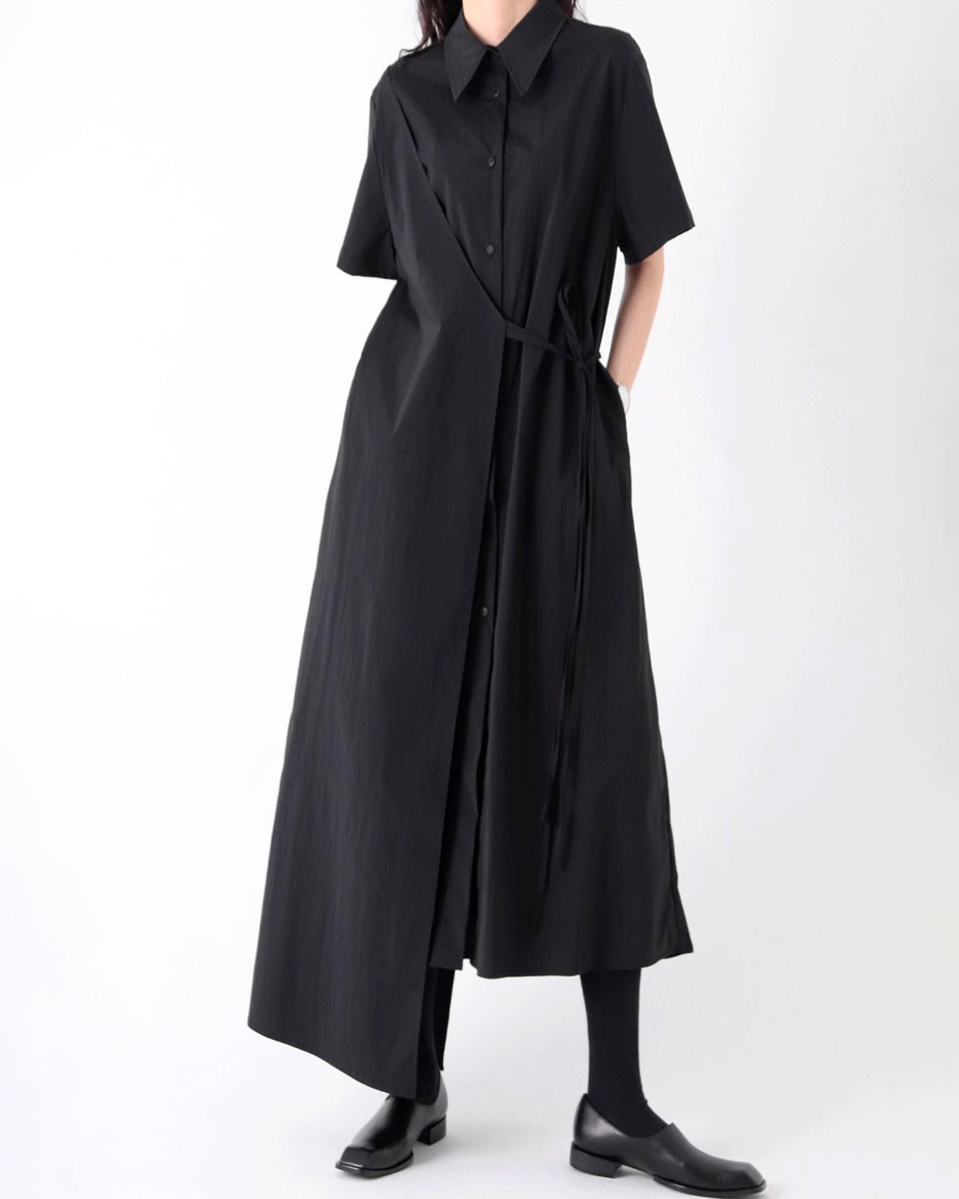 ♥WRAP HALF SLEEVE SHIRT DRESS