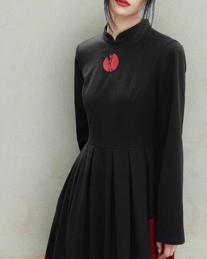 ♥RED MOON STAND COLLAR ONE PIECE