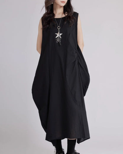 ♥ASYMMETRIC GATHERED SLEEVELESS DRESS