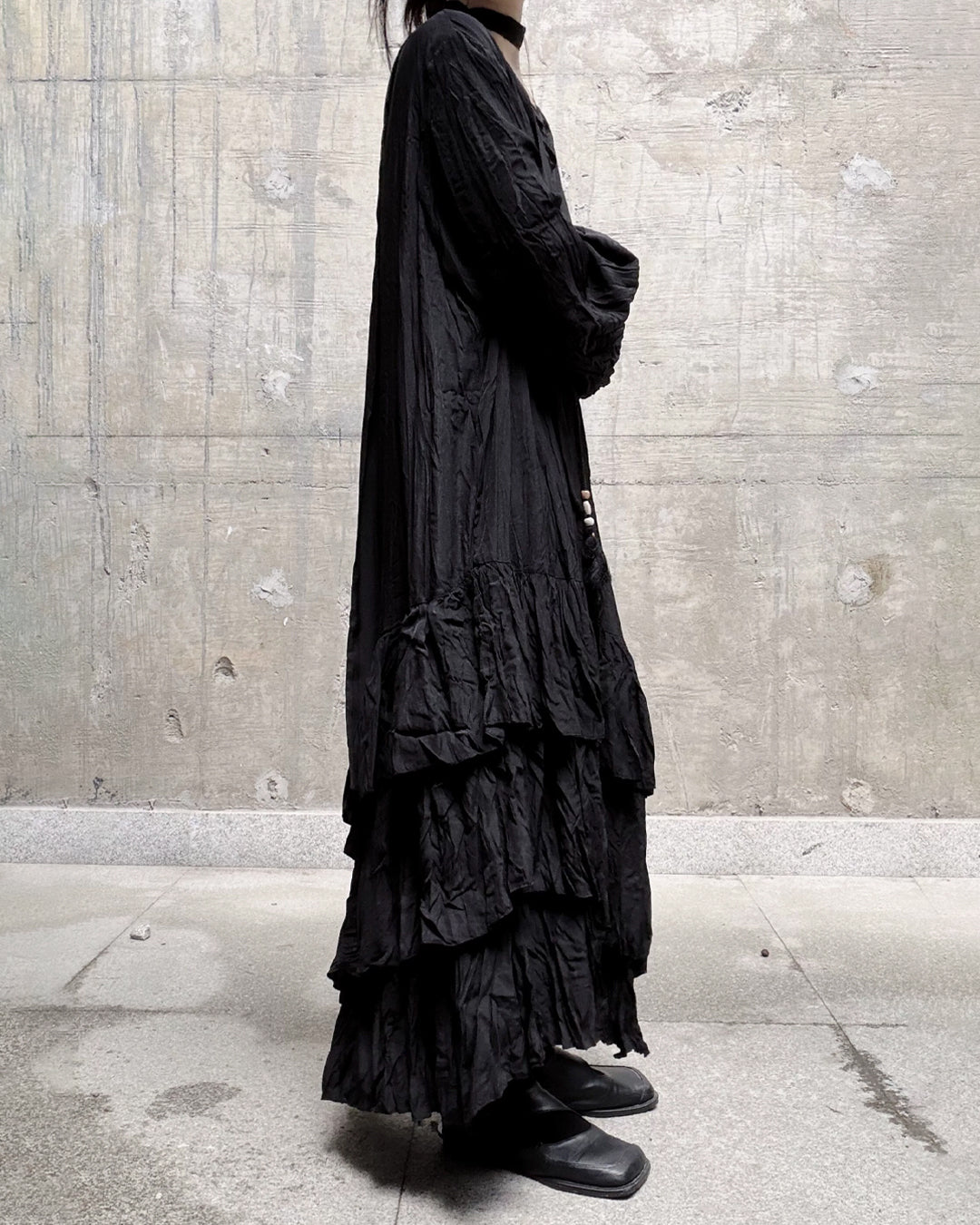 ♥CASCADE CRINKLE LONG DRESS