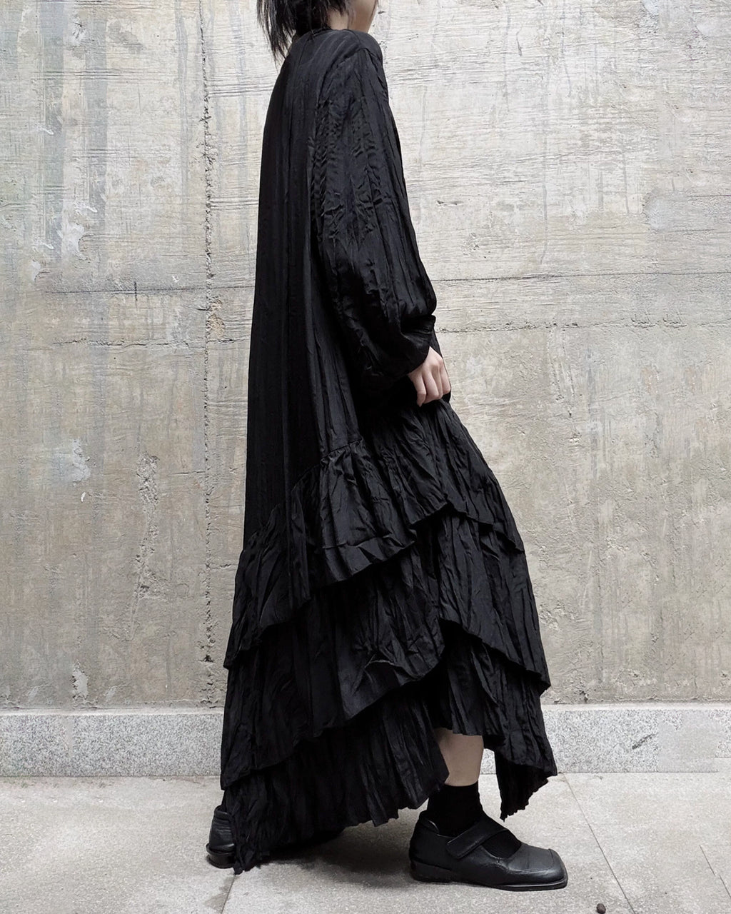 ♥CASCADE CRINKLE LONG DRESS