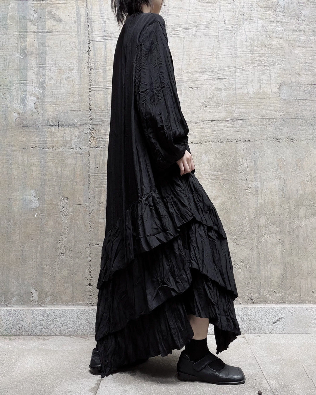 ♥CASCADE CRINKLE LONG DRESS