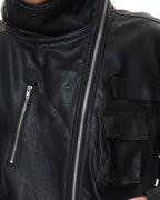 ♥ASYMMETRIC MULTI-ZIP LEATHER JACKET
