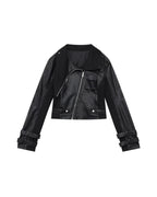 ♥ASYMMETRIC MULTI-ZIP LEATHER JACKET