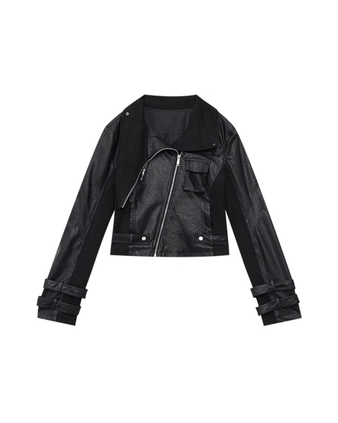 ♥ASYMMETRIC MULTI-ZIP LEATHER JACKET