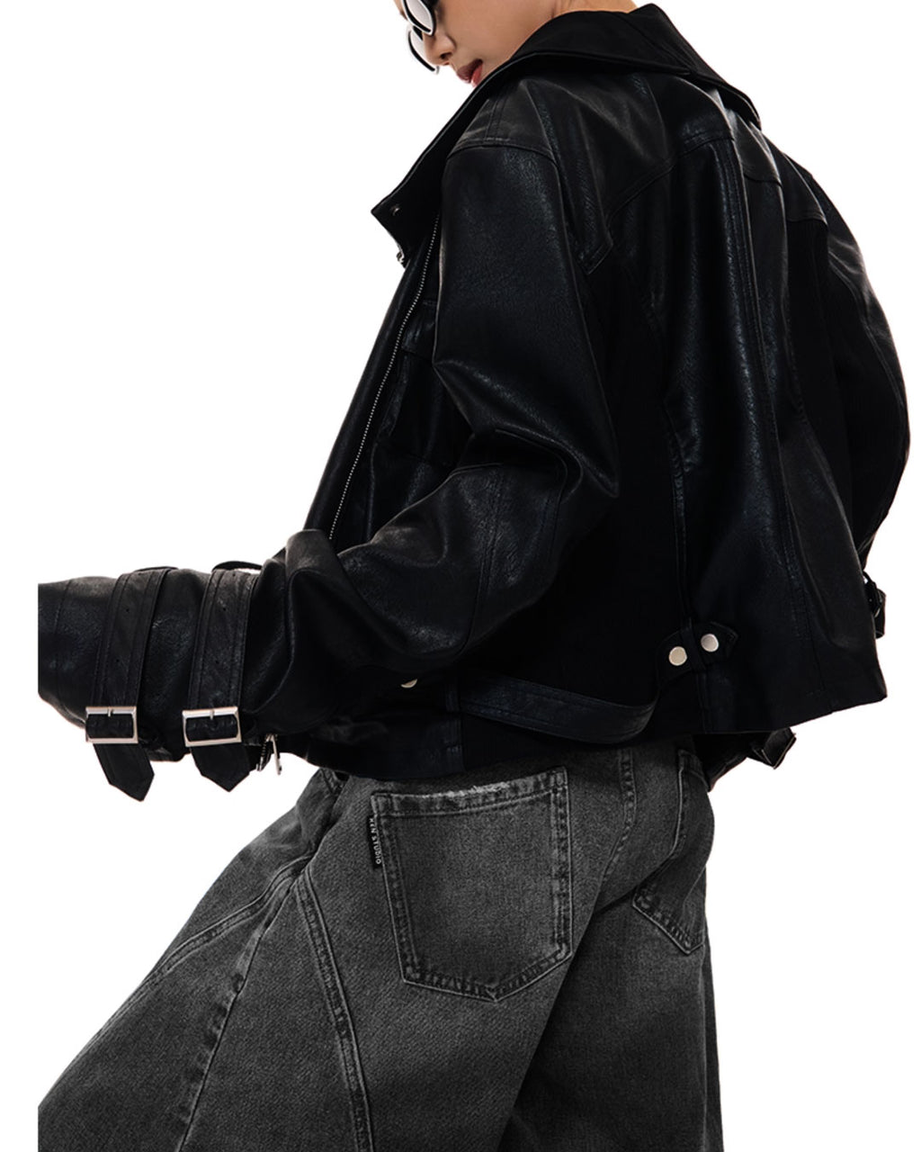 ♥ASYMMETRIC MULTI-ZIP LEATHER JACKET