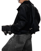 ♥ASYMMETRIC MULTI-ZIP LEATHER JACKET