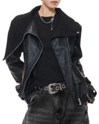 ♥ASYMMETRIC MULTI-ZIP LEATHER JACKET
