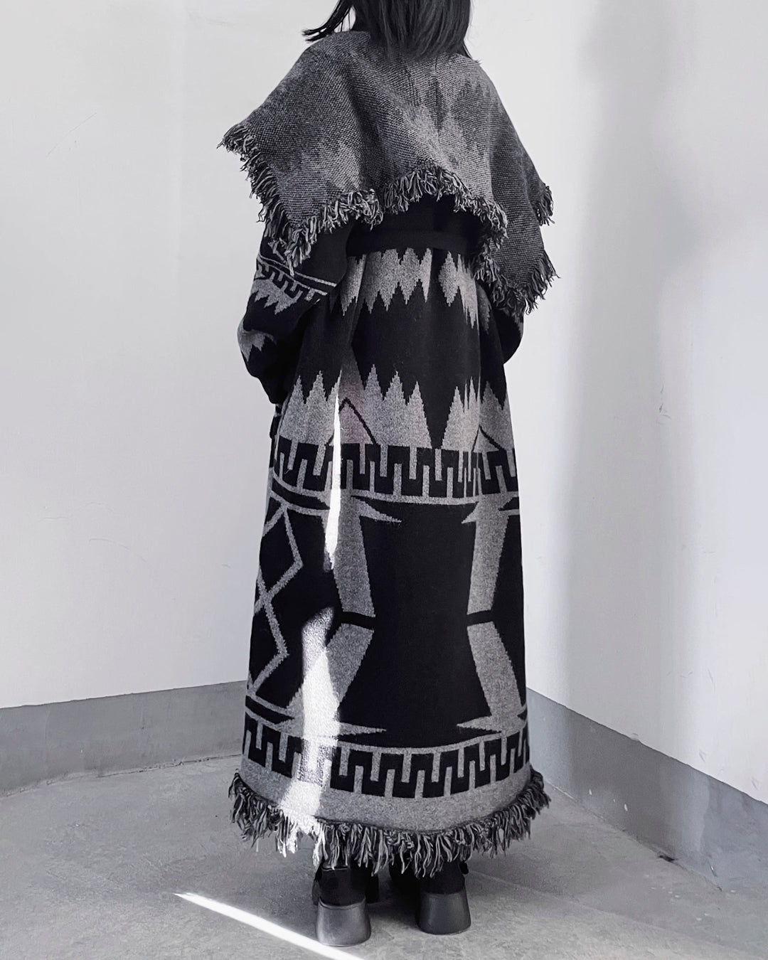 ♥NATIVE PATTERN PONCHO COAT