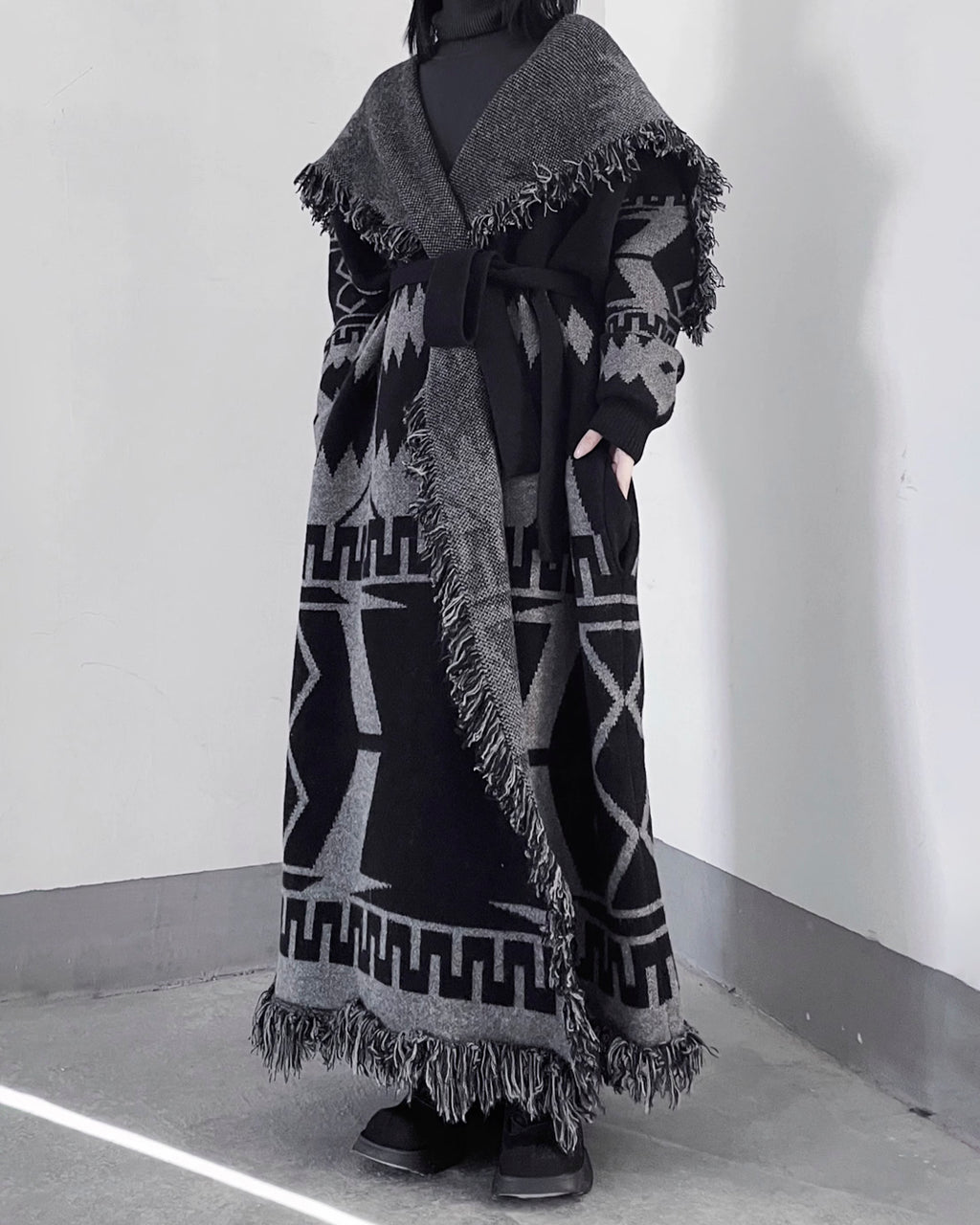 ♥NATIVE PATTERN PONCHO COAT